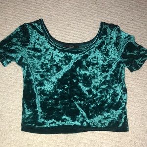 Turquoise velvet crop top